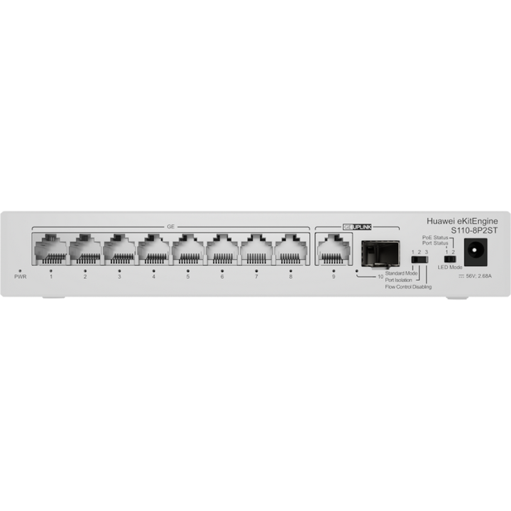 Huawei eKitEngine S110-8P2ST 8-Port Gigabit PoE+ Switch, 124W, 1 x SFP