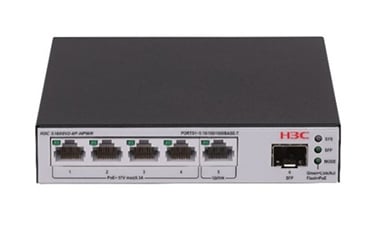 H3C S1600V2-6P-HPWR 6-Port Gigabit PoE+ Web Managed Switch, 73 W PoE, 1 x SFP