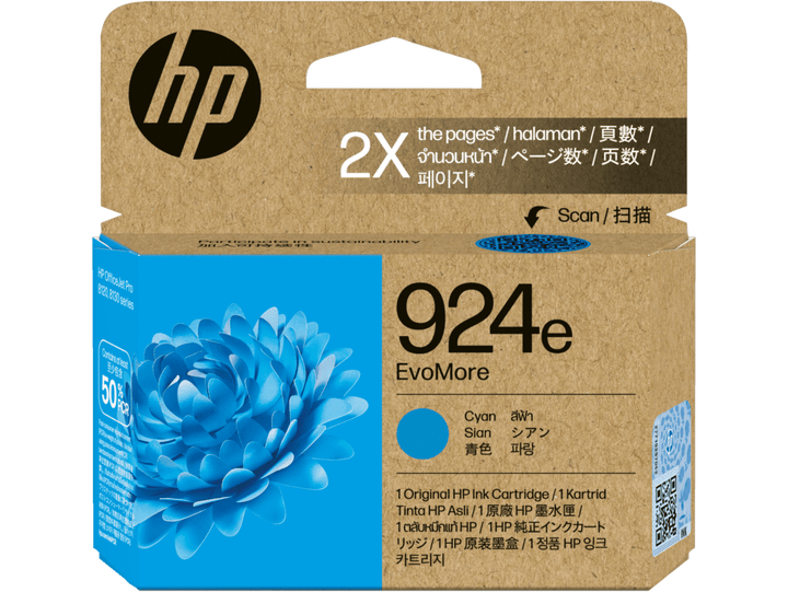 HP 924e EvoMore Cyan Original Ink Cartridge (4K0U7NA) - image 1