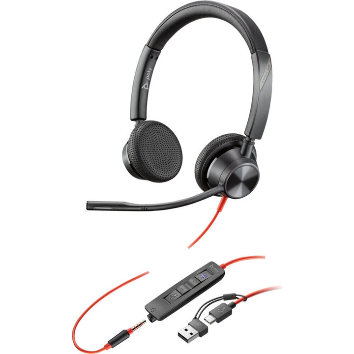 HP Poly Blackwire 3325 Stereo MS w/3.5mm,USB-C&A Headset
