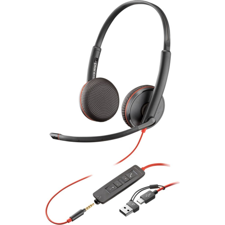 HP Poly Blackwire 3225 Stereo w/3.5mm,USB-C&A Headset