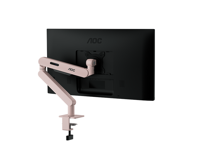 AOC AM400P Single Monitor Arm for 17"–34" Monitors, 2–9 kg, C-Clamp & Grommet (Pink) - image 1