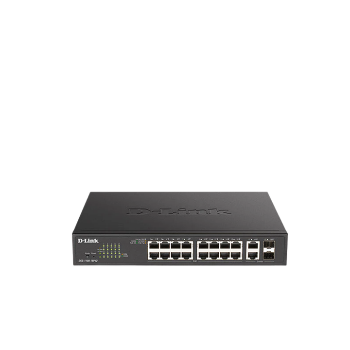 D-Link DGS-1100-18PV2 18-Port Gigabit PoE Smart Managed Switch - front