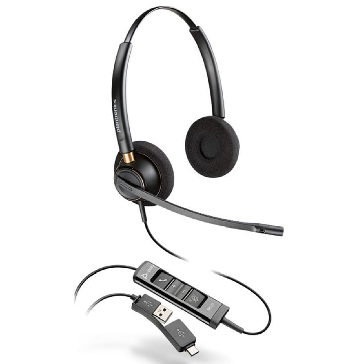 HP Poly EncorePro 525 USB Stereo Headset + USB-C/A