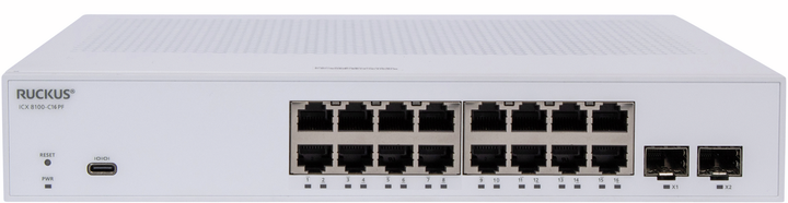 RUCKUS ICX 8100-C16P 16-Port Gigabit PoE+ Compact Switch with 2 x 1G SFP