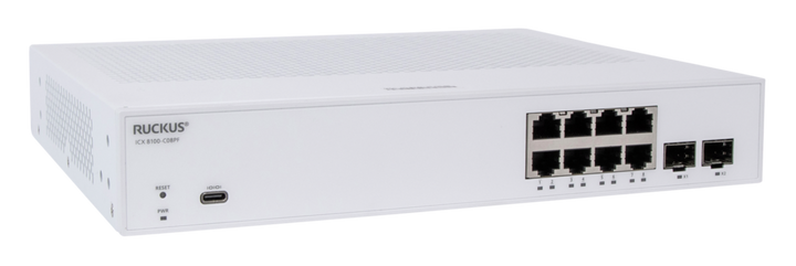 RUCKUS ICX 8100-C08PF 8-Port Gigabit PoE+ Compact Switch with 2 x 1G SFP