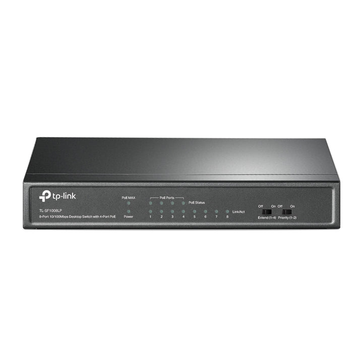TP-Link TL-SF1008LP 8-Port 10/100Mbps desktop PoE switch front view