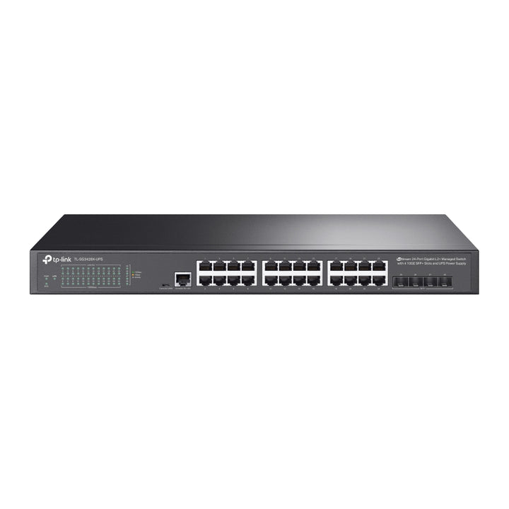 TP-Link JetStream TL-SG3428X-UPS 24-Port Gigabit L2+ Managed Switch front view