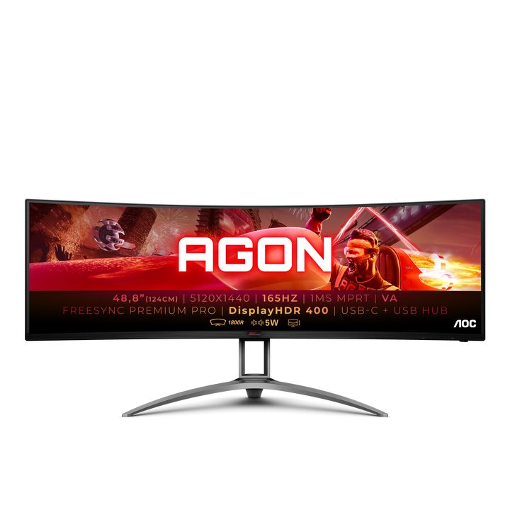 AOC AGON AG493UCX2 49" DQHD Curved VA 165Hz Gaming Monitor with USB-C 65W - image 1