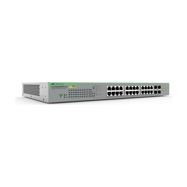 Allied Telesis GS950/28PS V2 24-port Gigabit PoE+ WebSmart switch with 4 SFP ports