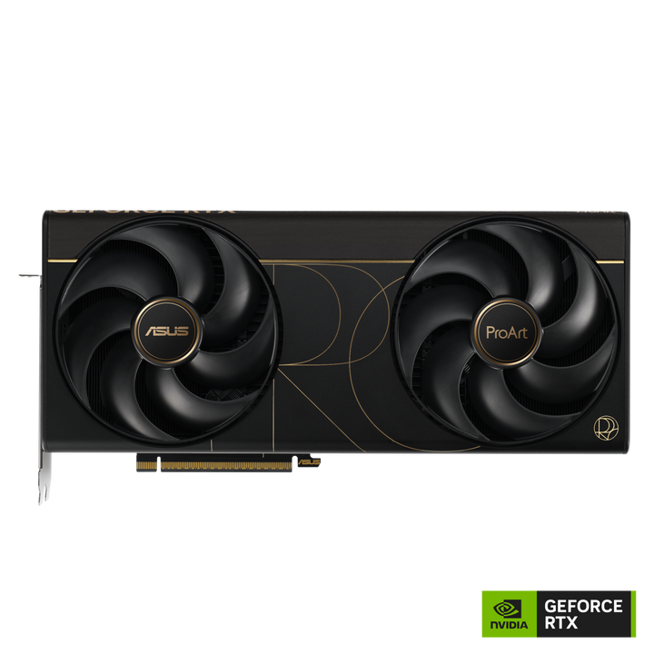 ASUS ProArt GeForce RTX 5090 32GB GDDR7 OC Edition graphics card - front with NVIDIA badge