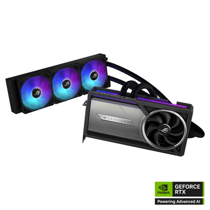 ASUS ROG Astral LC GeForce RTX 5090 32GB GDDR7 OC Edition graphics card - front with NVIDIA badge