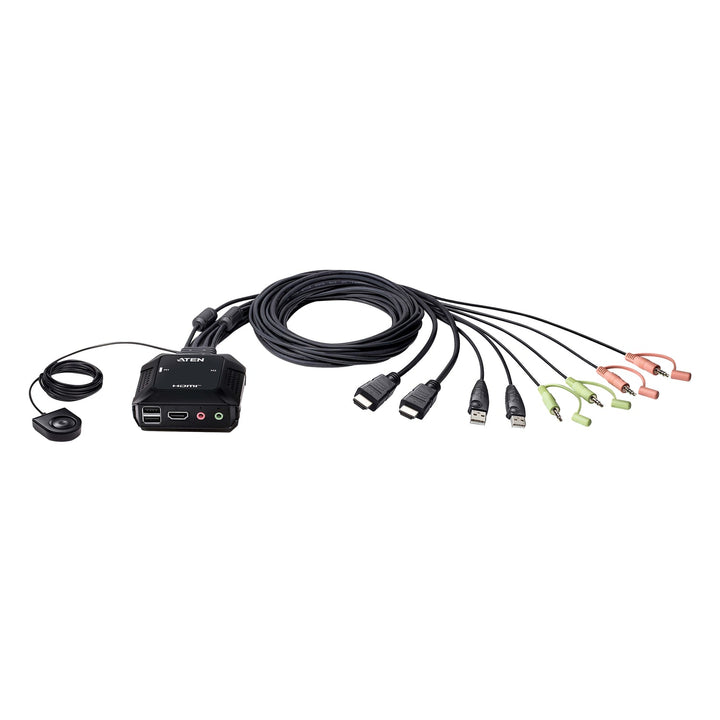 ATEN CS22H 2-port USB 4K HDMI cable KVM switch