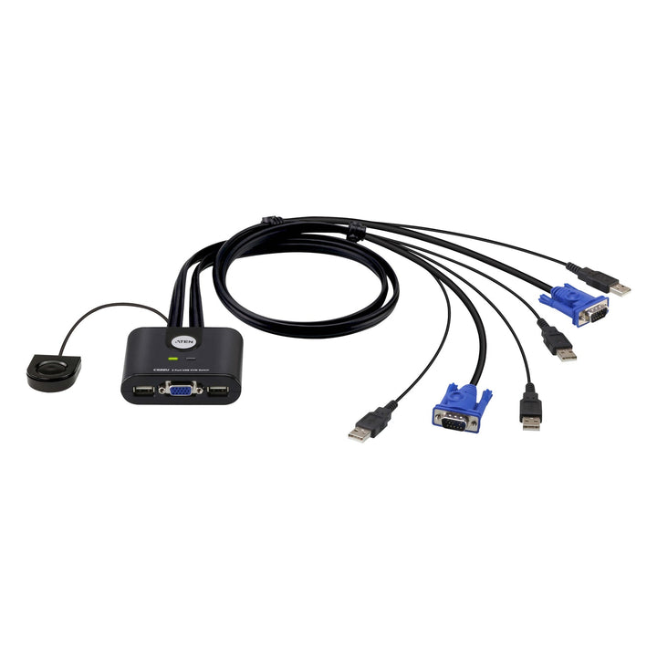 ATEN CS22U 2-port USB VGA cable KVM switch with remote port selector