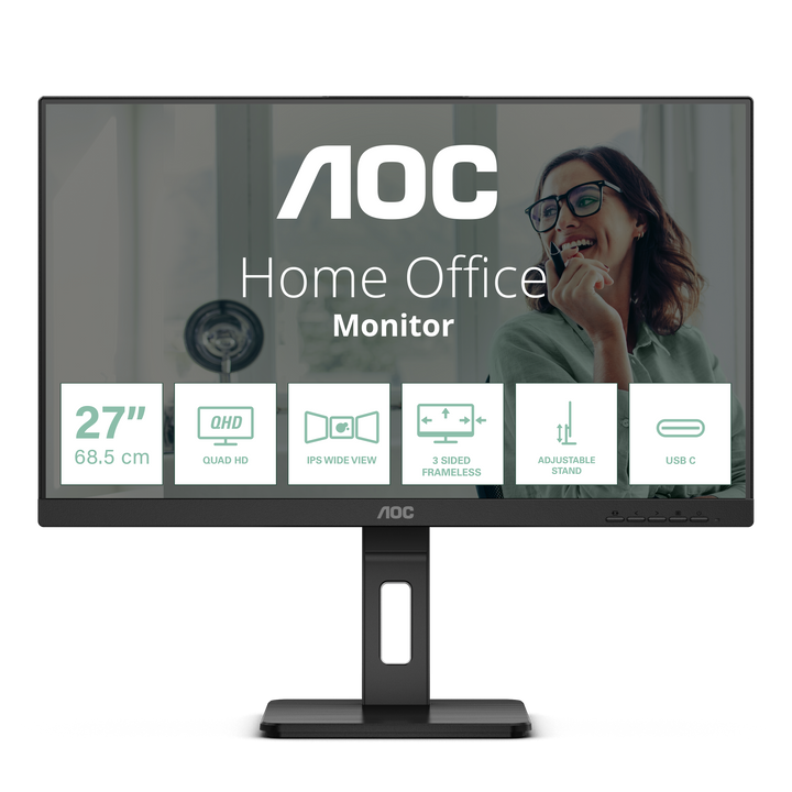 AOC Q27P3CV 27" QHD IPS 100Hz Business Monitor with USB-C 65W and RJ45 - image 1