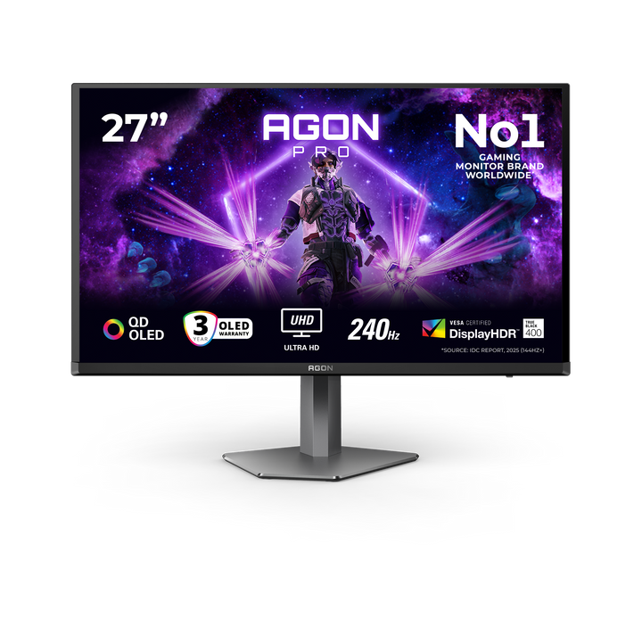 AOC AGON PRO AG276UZD 26.5" 4K UHD QD-OLED 240Hz Gaming Monitor with USB-C 65W, KVM - image 1
