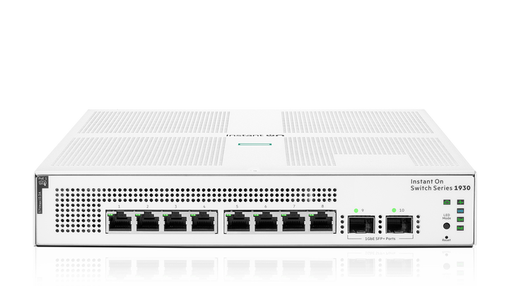 HPE Networking Instant On 1930 8-Port Gigabit Class 4 PoE+ Smart-Managed Switch with 2 SFP, 124W, Fanless