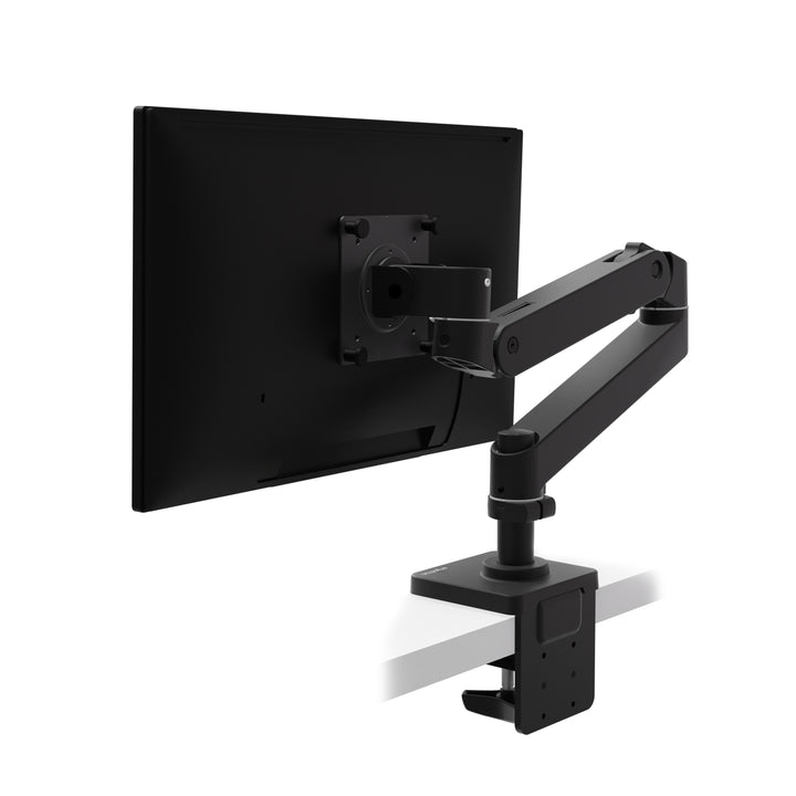 Ergotron LX Pro Desk Monitor Arm Black 45-682-292 with 2-piece desk clamp, rear view