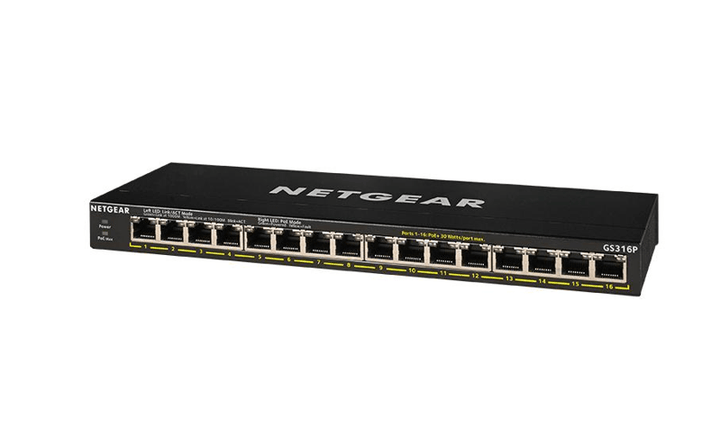 NETGEAR 16 - Port Gigabit Ethernet Unmanaged PoE+ Switch (GS316P - 100EUS) - SourceIT