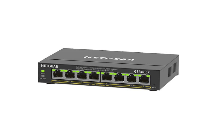 NETGEAR 8 Port Gigabit Ethernet Smart Managed Plus PoE Switch (GS308EP - 100UKS) - SourceIT