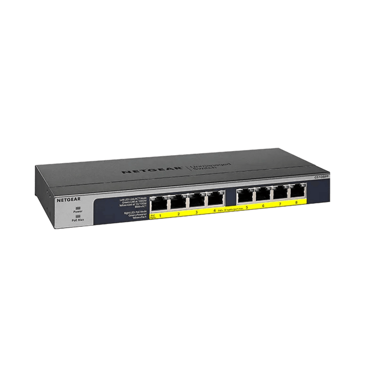 NETGEAR GS108PP 8-Port Gigabit High-Power PoE+ Unmanaged Switch 123W (GS108PP-100EUS)