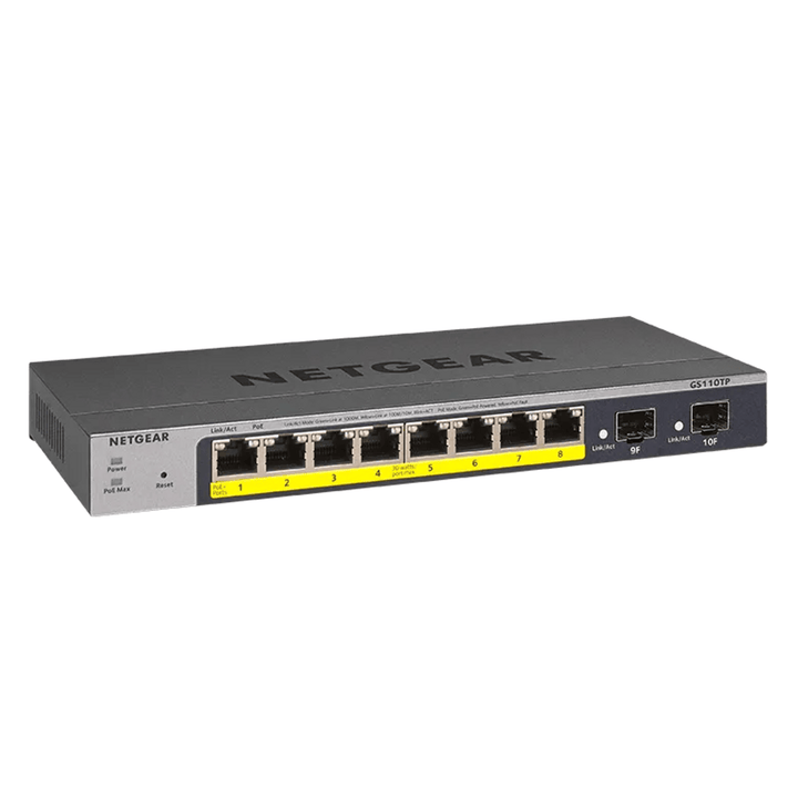 NETGEAR GS110TP 8-Port Gigabit PoE+ Smart Cloud Managed Switch with 2 SFP, 55W (GS110TP-300EUS)