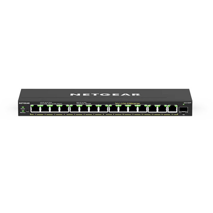 NETGEAR GS316EPP 16-Port Gigabit PoE+ Easy Smart Managed Switch 231W with SFP (GS316EPP-100UKS)