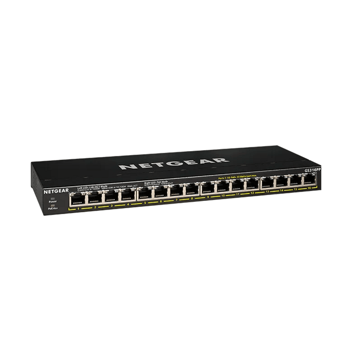 NETGEAR GS316P 16-Port Gigabit PoE+ Unmanaged Switch 115W (GS316P-100EUS)