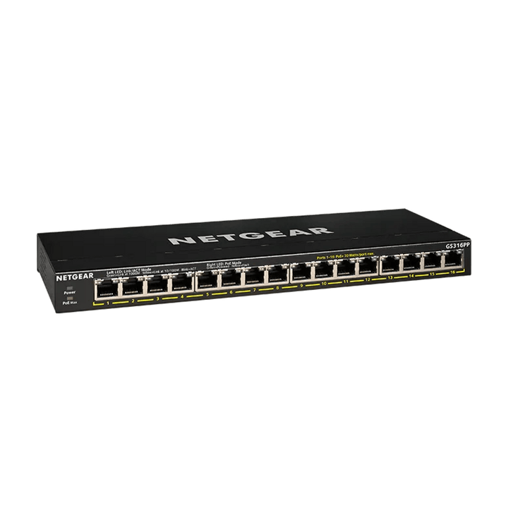 NETGEAR GS316PP 16-Port Gigabit PoE+ Unmanaged Switch 183W (GS316PP-100EUS)