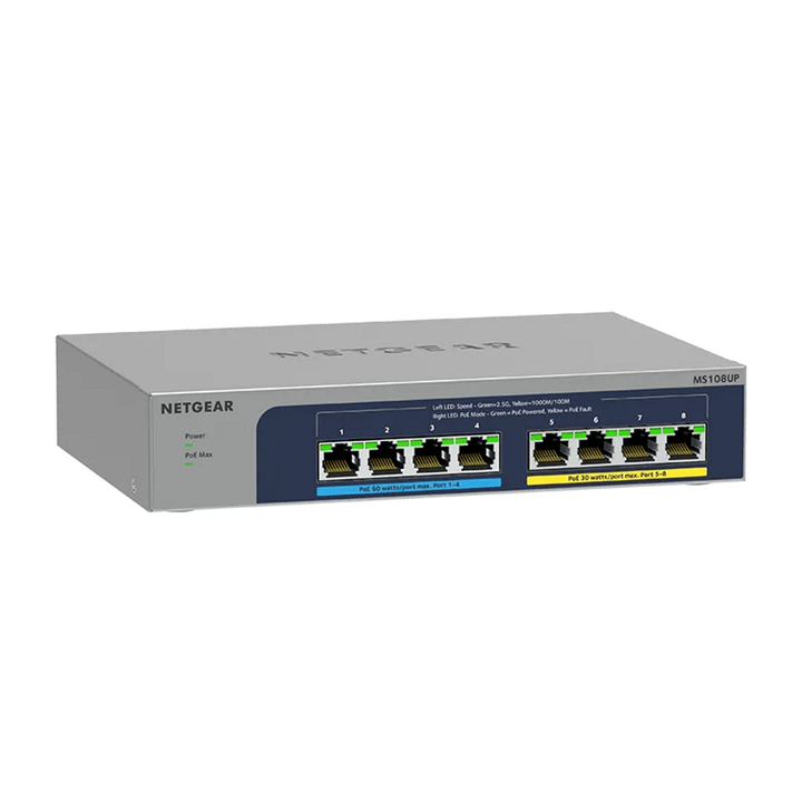 NETGEAR MS108UP 8-Port 2.5G Multi-Gigabit Ultra60 PoE++ Unmanaged Switch