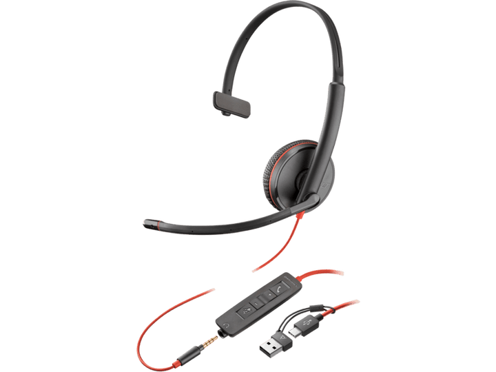 Poly Blackwire 3215 Monaural w/3.5mm,USB - C&A Headset (8X227AA)
