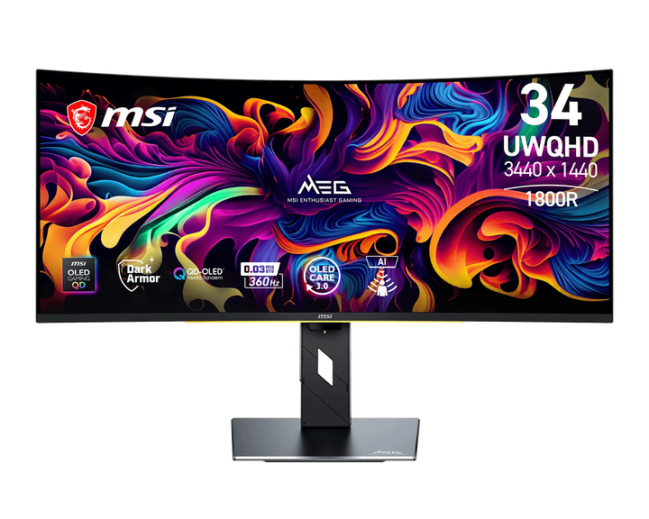 MSI MEG X 34" UWQHD 360Hz Curved Penta Tandem QD-OLED Gaming Monitor