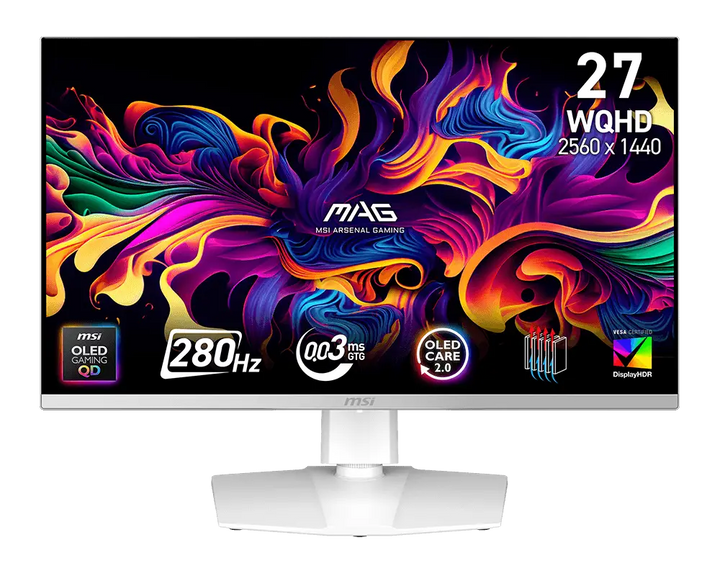 MSI MAG 272QPW QD-OLED X28 26.5" WQHD 280Hz Gaming Monitor (White)
