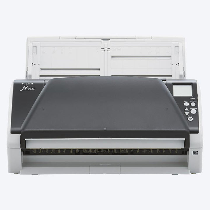 Ricoh fi-7480 A3 duplex document scanner, front view with ADF closed