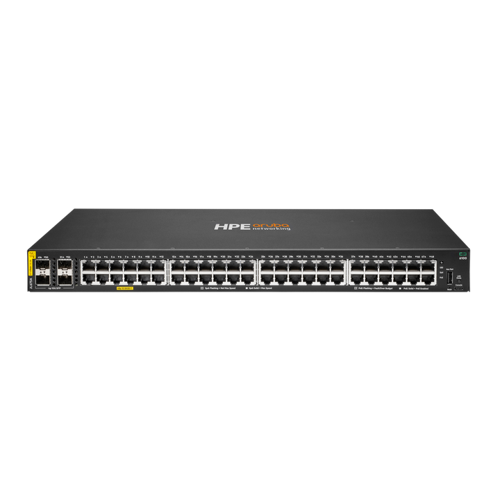 HPE Aruba Networking CX 6100 48-Port Gigabit PoE+ Managed Switch with 4 SFP+, 370W