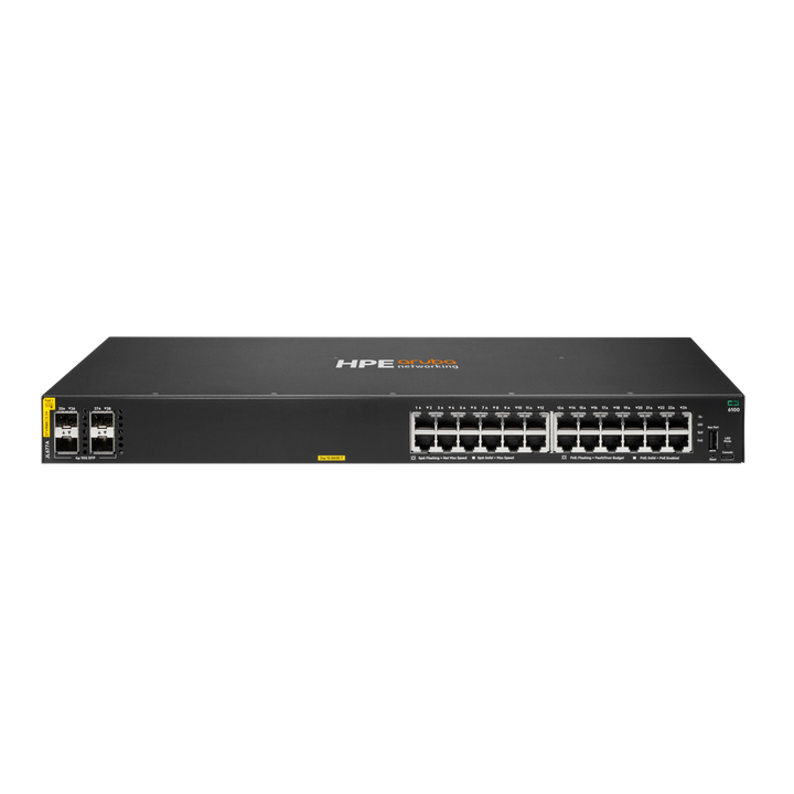 HPE Aruba Networking CX 6100 24-Port Gigabit PoE+ Managed Switch with 4 SFP+, 370W