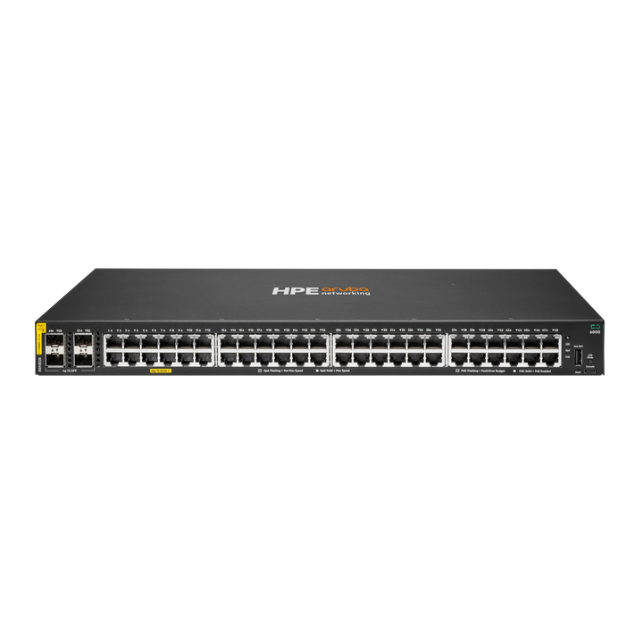 HPE Aruba Networking CX 6000 48G Class4 PoE 4SFP 370W Switch R8N85B