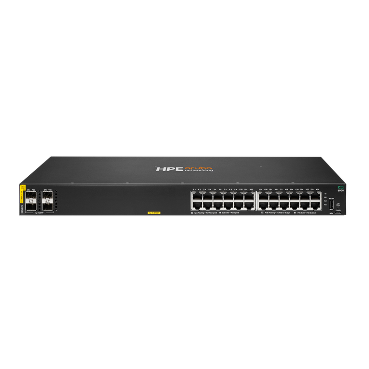 HPE Aruba Networking CX 6000 24G Class4 PoE 4SFP 370W Switch R8N87B