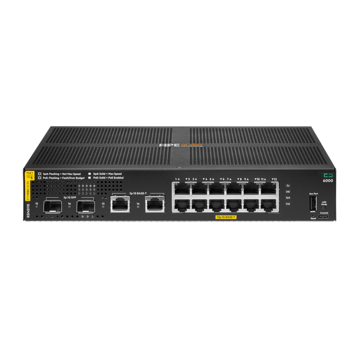 HPE Aruba Networking CX 6000 12G Class4 PoE 2G/2SFP 139W Switch R8N89B