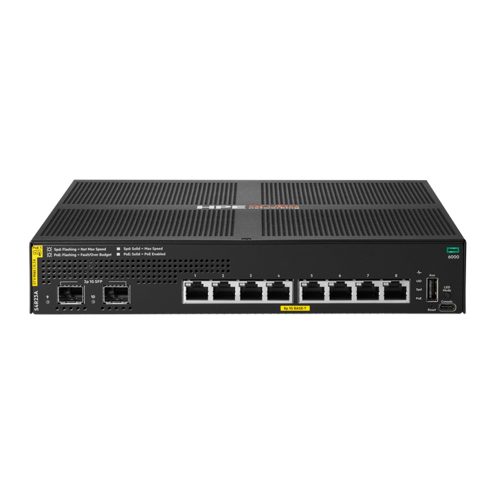 HPE Aruba Networking CX 6000 8G Class4 PoE 2SFP 67W Switch S4R23A