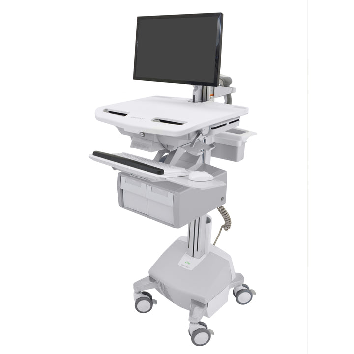 Ergotron StyleView® Cart with LCD Arm, LiFe Powered, 2 Tall Drawers (2x1), UK (SV44-12C2-3)