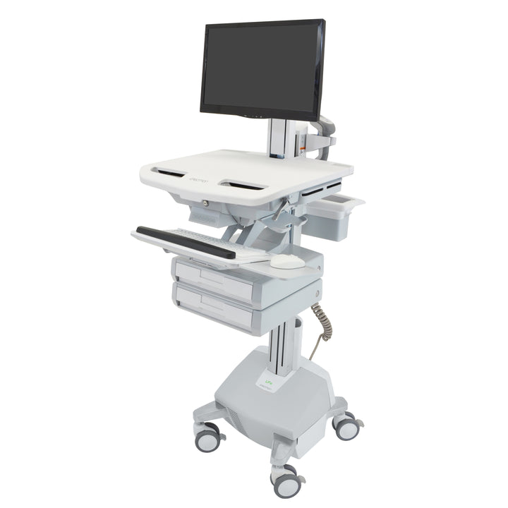Ergotron StyleView® Cart with LCD Pivot, LiFe Powered, 2 Drawers (1x2), UK (SV44-1322-3)