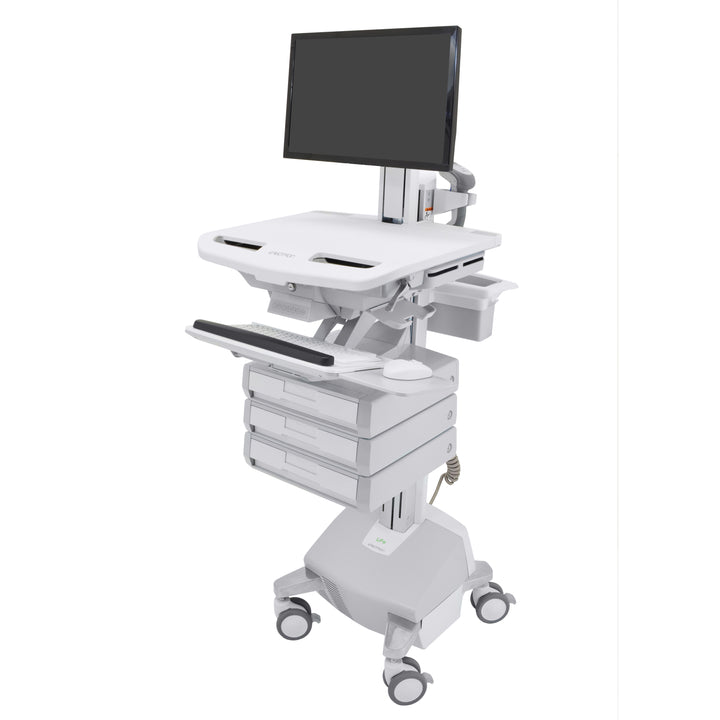 Ergotron StyleView® Cart with LCD Pivot, 3 Drawers (1x3) Medical Cart (SV44-1332-3)