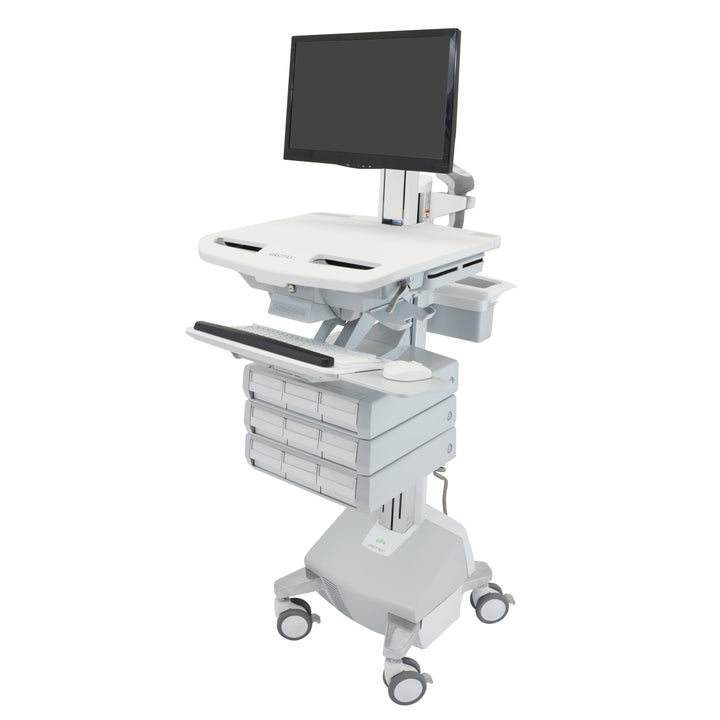 Ergotron StyleView® Cart with LCD Pivot, LiFe Powered, 9 Drawers (3x3), UK (SV44-1392-3)