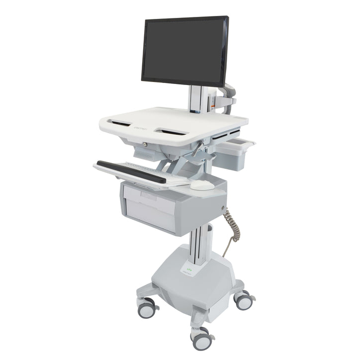 Ergotron StyleView® Cart with LCD Pivot, LiFe Powered, 1 Tall Drawer (1x1), UK (SV44-13B2-3)