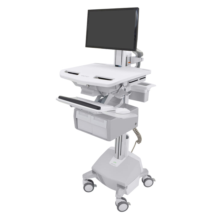 Ergotron StyleView® Cart with LCD Pivot, LiFe Powered, 2 Tall Drawers (2x1), UK (SV44-13C2-3)