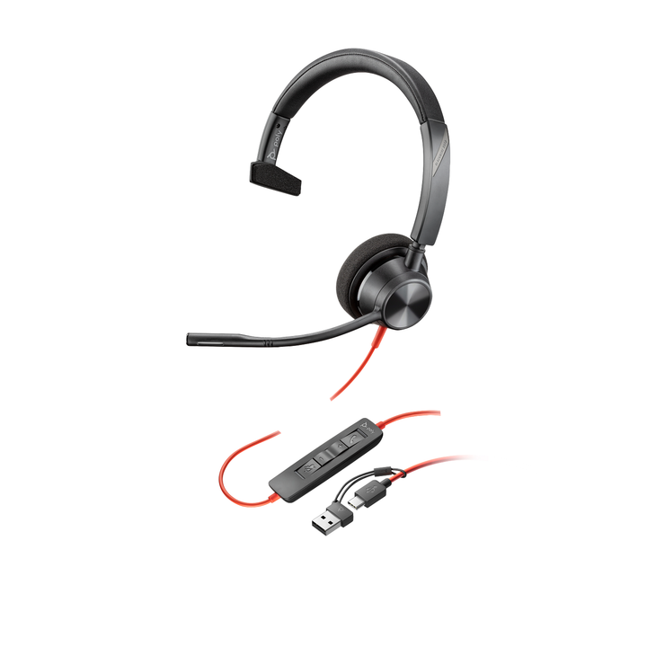 HP Poly Blackwire 3310 Monaural UC USB-C&A Headset (8X215AA)