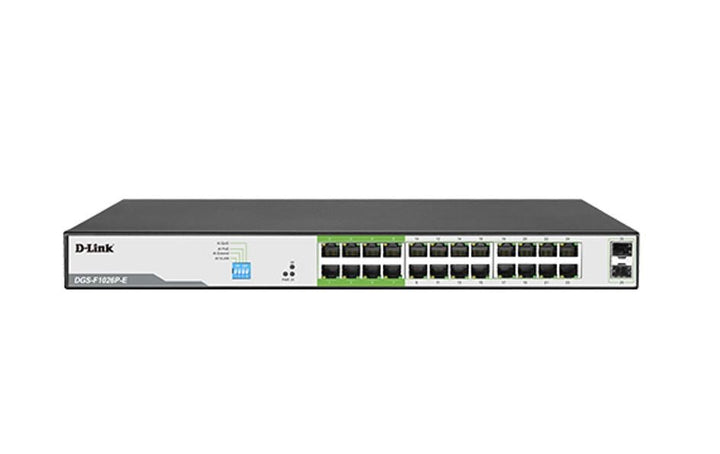 DLINK 250M 24-Port Gigabit 250W PoE Switch + 2 SFP Ports (DGS-F1026P-E) - SourceIT