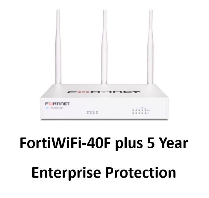 Fortinet FortiWiFi-40F Hardware plus 24x7 FortiCare and FortiGuard Enterprise Protection (FWF-40F-S-BDL-811-12) - SourceIT