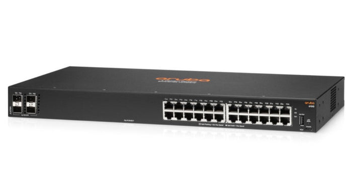 HPE Aruba 6100 24 Port 370W PoE+ Gigabit Managed Network Switch with SFP+ (JL677A) - SourceIT